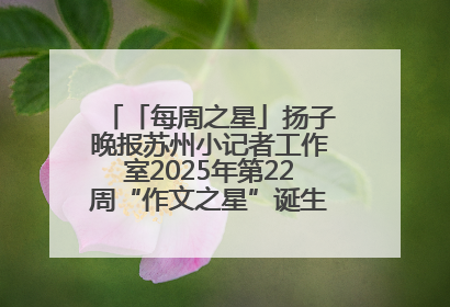 「每周之星」扬子晚报苏州小记者工作室2025年第22周“作文之星”诞生啦，快来领奖
