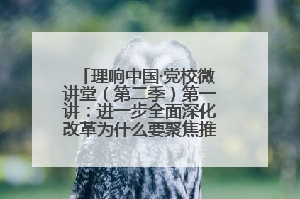 理响中国·党校微讲堂（第二季）第一讲：进一步全面深化改革为什么要聚焦推进中国式现代化