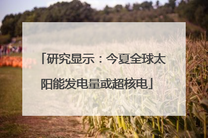 研究显示：今夏全球太阳能发电量或超核电