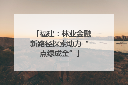 福建：林业金融新路径探索助力“点绿成金”