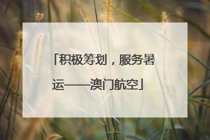 积极筹划，服务暑运——澳门航空