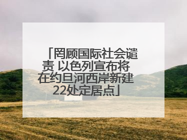 罔顾国际社会谴责 以色列宣布将在约旦河西岸新建22处定居点
