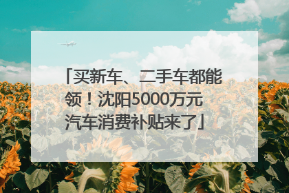 买新车、二手车都能领！沈阳5000万元汽车消费补贴来了