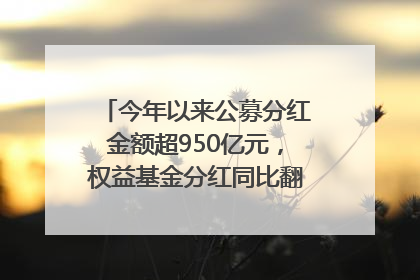 今年以来公募分红金额超950亿元，权益基金分红同比翻倍｜招财猫