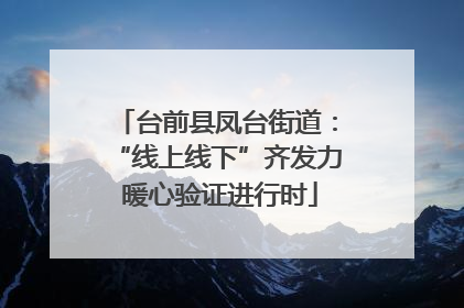 台前县凤台街道：“线上线下”齐发力 暖心验证进行时