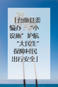 台前县委编办：“小设施”护航“大民生” 保障村民出行安全