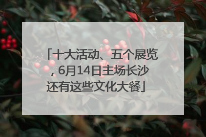 十大活动、五个展览，6月14日主场长沙还有这些文化大餐