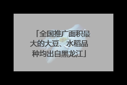 全国推广面积最大的大豆、水稻品种均出自黑龙江