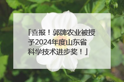 喜报！郭牌农业被授予2024年度山东省科学技术进步奖！