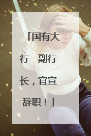国有大行一副行长，官宣辞职！