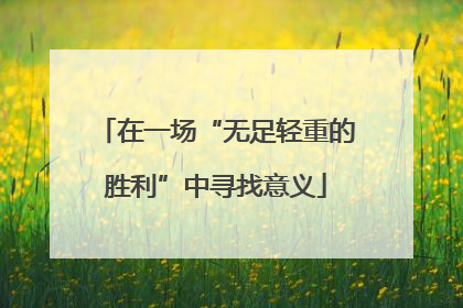 在一场“无足轻重的胜利”中寻找意义