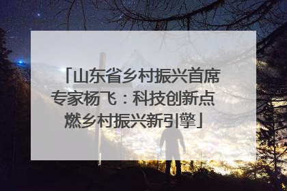 山东省乡村振兴首席专家杨飞：科技创新点燃乡村振兴新引擎
