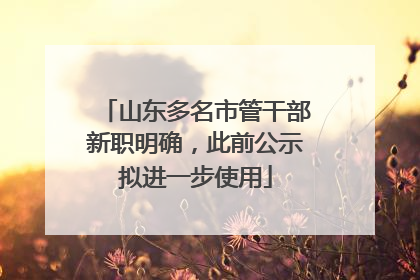 山东多名市管干部新职明确，此前公示拟进一步使用