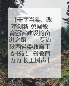 干字当头、改革创新 勇闯教育强省建设的奋进之路——专访陕西省委教育工委书记、省教育厅厅长王树声