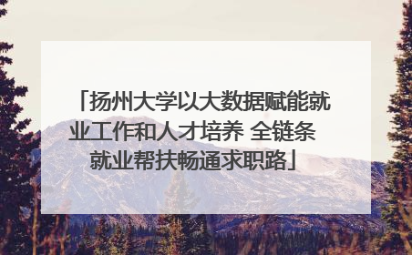扬州大学以大数据赋能就业工作和人才培养 全链条就业帮扶畅通求职路