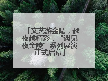 文艺游金陵，越夜越精彩，“遇见夜金陵”系列展演正式启幕