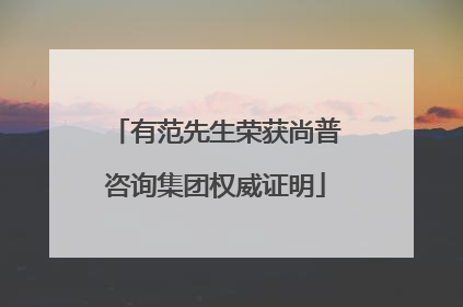有范先生荣获尚普咨询集团权威证明