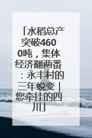 水稻总产突破4600吨，集体经济翻两番：永丰村的三年蜕变｜您牵挂的四川