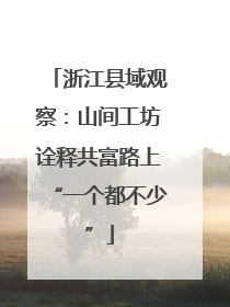 浙江县域观察：山间工坊诠释共富路上“一个都不少”