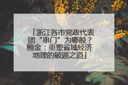 浙江各市党政代表团“串门”为哪般？鲍金：重塑省域经济地理的破题之道