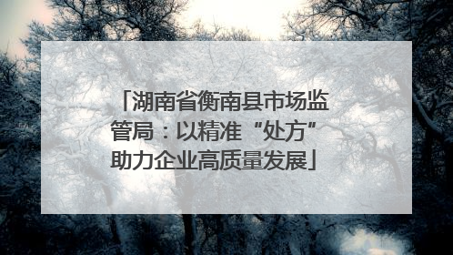 湖南省衡南县市场监管局：以精准“处方”助力企业高质量发展