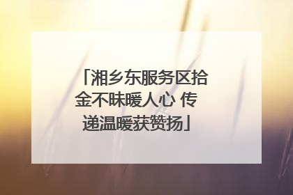 湘乡东服务区拾金不昧暖人心 传递温暖获赞扬