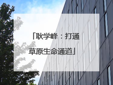 耿学峰：打通草原生命通道