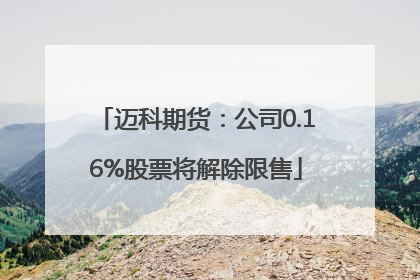 迈科期货：公司0.16%股票将解除限售