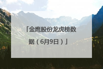 金鹰股份龙虎榜数据（6月9日）