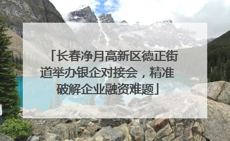 长春净月高新区德正街道举办银企对接会，精准破解企业融资难题