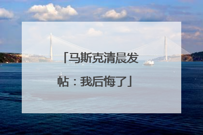 马斯克清晨发帖：我后悔了