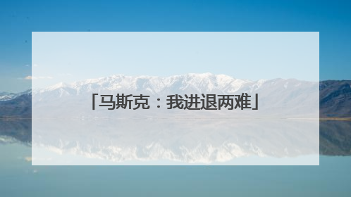 马斯克：我进退两难