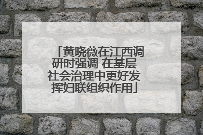 黄晓薇在江西调研时强调 在基层社会治理中更好发挥妇联组织作用