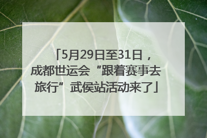 5月29日至31日，成都世运会“跟着赛事去旅行”武侯站活动来了